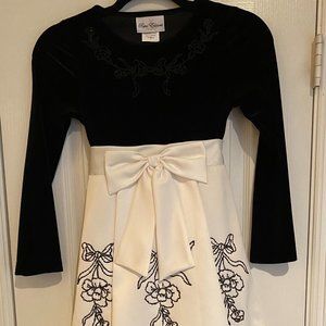 Rare Editions Black Velvet Dress with White Skirt